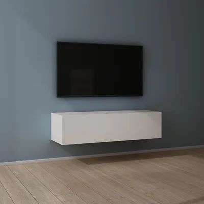 Produktbild von Mai & Mai Fernsehschrank Verdeckter Griff mit Soft-Close Lowboard Hängeschrank für Wohnzimmer in Matt Weiß BTH: 120x40,2x30 cm Fernsehschrank02
