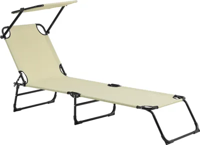 Immagine prodotto di [Lettino pieghevole 190cm crema con tetto Relax lettino acciaio