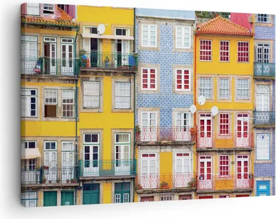 Produktbild von Bild auf Leinwand - Leinwandbild - Einteilig - Casas Ribeira Porto - 70x50cm - Wand Bild - Wanddeko - Wandbilder - Leinwanddruck - Bilder - Wanddekoration - Leinwand bilder - Wandbild - AA70x50-4249