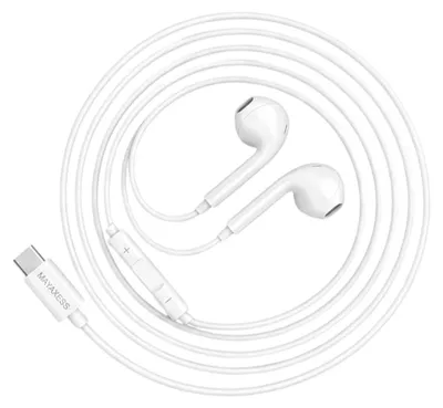 Immagine prodotto di Mayaxess, cuffie con cavo USB-C e microfono per Galaxy S24 Plus, bianco