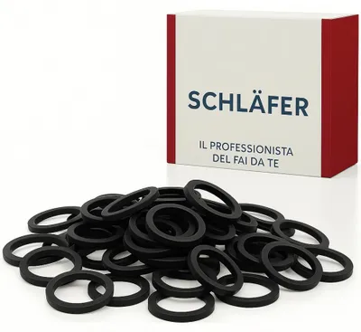 Immagine prodotto di Schläfer 1825100 | Set Guarnizione 1" per Scarico Lavandino Cucina e Bagno, Guarnizioni Idrauliche in Gomma Piatta e Conica per Sifoni, Confezione da 100 Pezzi