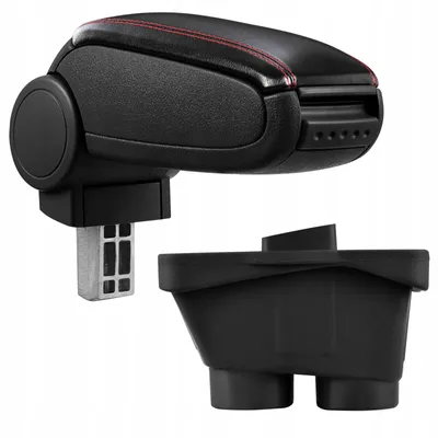 Productafbeelding van PROTEC armleuning voor Opel Corsa E, kunstleer, zwart, met rode stiksels, vanaf 2014