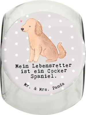 Produktbild von Mr. & Mrs. Panda Dose Cocker Spaniel Lebensretter XL 2000ml - Grau Pastell - Geschenk, Bonbonglas, Englische Cockerspaniel, Keksdose, Vorratsglas, Aufbewahrungsdose