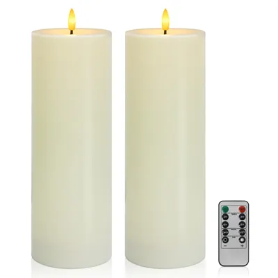 Produktbild von LED Weihnachten Kerzen flammenlose LED-Kerzen aus Kunststoff, mit Fernbedienung und Timerfunktion, Flammenlose Flackernde Säulenkerzen