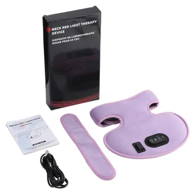 Produktbild von LED Lichttherapie Maske für Hals & Dekolleté, Rotlichtmaske mit 72 LED Lampen 660nm/850nm, flexible Beauty Pflege für Zuhause und unterwegs