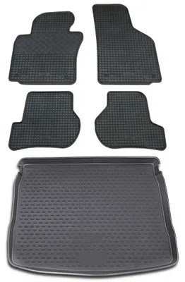Produktbild von Gummi Kofferraumwanne + Fußmatten Set für VW Golf 6, Bj. 4/2009-