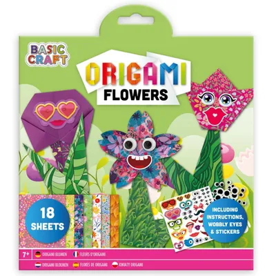 Produktbild von Grafix Origami Bastelset Blumen mit Aufklebern, 7+