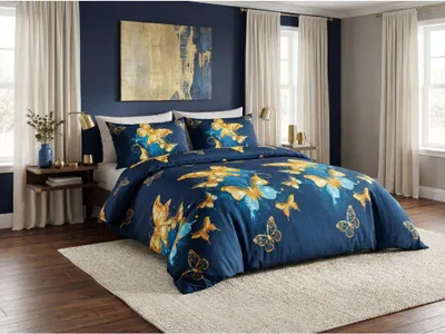 Obrázok produktu pre Obliečky z mikrovlákna ROYAL BUTTERFLY modré Rozmer obliečky: 70 x 80 cm | 140 x 200 cm