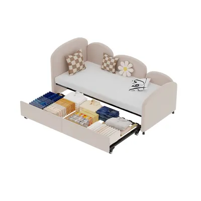 Immagine prodotto di okwish Letto da giorno 90x200 cm con fondo pieghevole 90x190 cm e griglia in legno, Letto da giorno per bambini (senza materasso) - Rosa