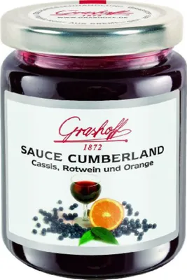Verpackungsbild Grashoff Cumberland Sauce fruchtig frisch pikant mit Rotwein 200ml