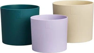 Image de Pot de Fleur Elho Lex Pott Set 14 cm, Blanc Vert Violet, 14 x 13.8 x 12 cm, Intérieur, 100% Recyclé