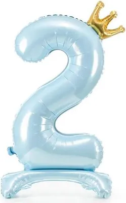 Zdjęcie produktu dla Balon foliowy Stojący Cyfra 2 błękitny 84 cm