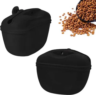 Productafbeelding van Ibenzoa® 2-delige set siliconen traktenzakjes met clip – waterdicht, halfgesloten magnetische sluiting, 12,5 x 10,5 x 4 cm, geschikt voor hondentraining en wandelingen