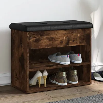 Produktbild von CLORIS Schuhbank Sitzbank Räuchereiche 62x32x50 cm Holzwerkstoff, 13,8 kg
