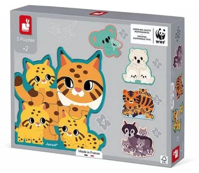 Immagine prodotto di Janod 5 puzzle animali evolutivi