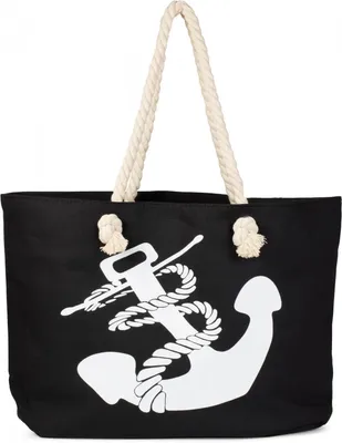 Produktbild von styleBREAKER XXL Strandtasche mit Anker Print | maritimer Look in Flechtoptik | Shopper Badetasche 57 x 33 x 32 cm
