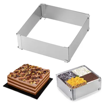 Obrázek produktu pro Nastavitelný, hranatý pečicí rámeček z nerezové oceli, rozměry 15,5–28 cm