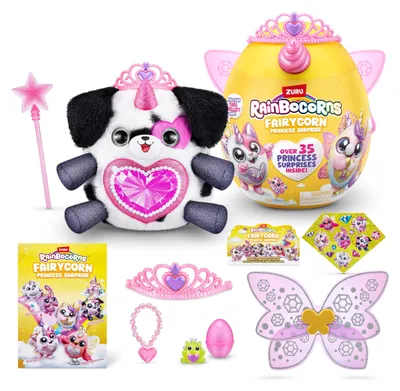 Immagine prodotto di Rainbocorns Fairycorn Princess, Serie 6: Cucciolo – Peluche da collezione – Magiche sorprese da principessa, peluche morbido, adesivi, (cucciolo)