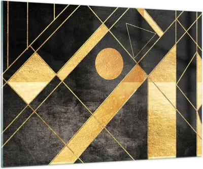 Produktbild von Bilder auf glas - Einteilig - Golden Schwarz Figuren - 100x70cm - Glasbilder - Wandbilder - Bilder - zum Aufhängen bereit - Wanddekoration aus Glas - Glas Bilder - Wandbild auf Glas - GAA100x70-5089