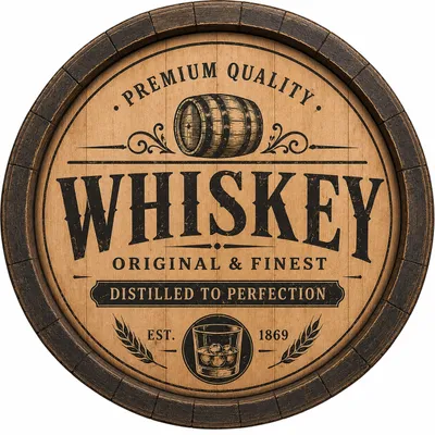 Produktbild von Blechschild Rund 30cm - Whiskey Fass Vintage Bar Pub Retro Deko