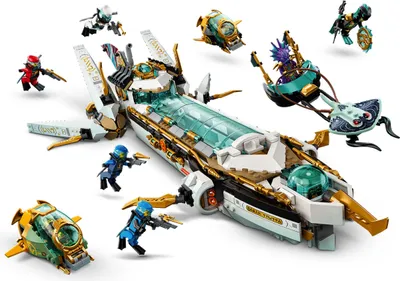 Produktbild von LEGO 71756 NINJAGO Wassersegler, U-Boot-Spielzeug mit 10 Ninja-Minifiguren inkl. Kai & Nya-Figuren, Geschenke für Kinder, Jungen und Mädchen ab 9 Jahre