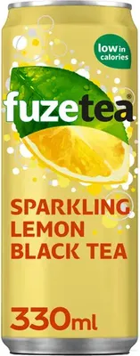Immagine prodotto di Fuze Tea - Bevanda rinfrescante Fuze Tea Tè nero e limone frizzante 330 ml | Confezione da 24 lattine da 330 ml | 24 pezzi