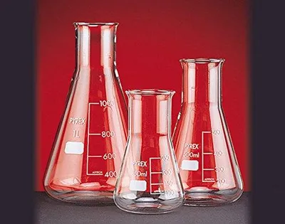 Erlenmeyerkolben 50 ml, Borosilikatglas, großer Kragen