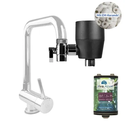 Produktbild von rivaALVA-S Jova EM Wasserfilter am Wasserhahn mit EM-Keramik - Schwarz