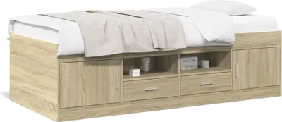 Image de vidaXL Lit de jour avec tiroirs sans matelas Chêne Sonoma 90x190 cm