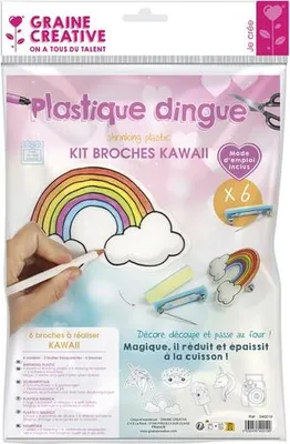 Image de Kit 6 Broches Kawaii En Plastique Dingue - Graine Creative