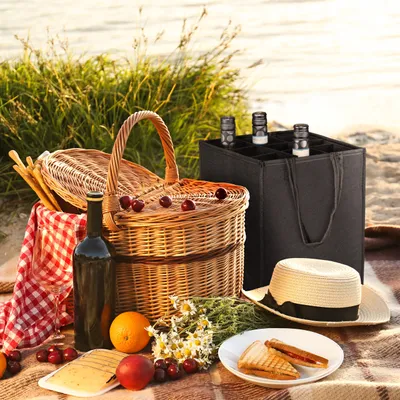Produktbild von Relaxdays Flaschentasche 9 Flaschen, Flaschenträger für Wein Bier, Leergut, Getr
