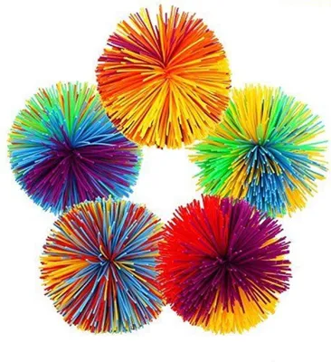 Productafbeelding van Aap vezelige ballen - Set van 5 - Fidgetbal sensorisch speelgoed - Zachte regenboogpompon springende stressballen