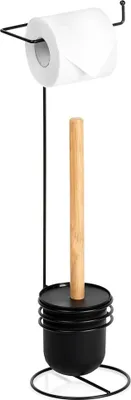 Produktbild von Vilde | Toilettenpapierhalter - mit Toilettenbürste - 2-in-1 - Schwarz - Metallständer