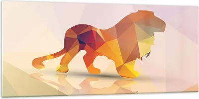 Produktbild von Bilder auf glas - Löwe Illustration modern - 120x50cm - Glasbilder - Wandbilder - Kunstdruck - zum Aufhängen bereit - Wanddekoration aus Glas - Glas Bilder - Wandbild auf Glas - GAB120x50-2804