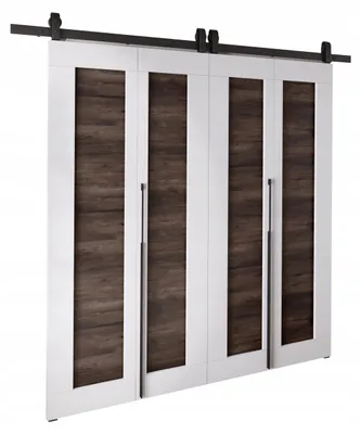 Produktbild von KierMoebel Schiebetür Komplettset QUDIO DUO M1 Weiß + Esche 172x205x3,2 cm Wohnzimmer Schiebetür