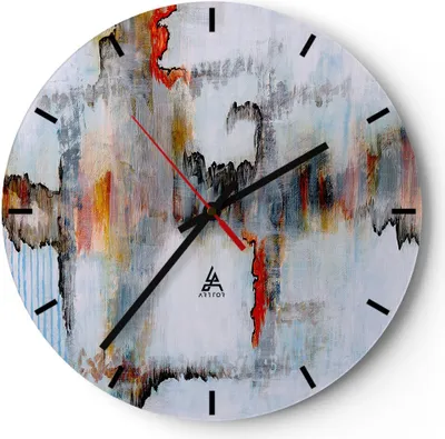 Produktbild von Wanduhr - Rund - Glasuhr - Abstraktion modern - 30x30cm - Schleichendes Uhrwerk - Lautlos - zum Aufhängen bereit - Dekoration Modern - Wanddekoration aus Glas - C3AR30x30-3676