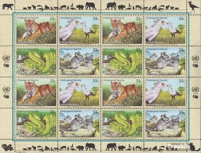 Produktbild von Briefmarken UNO - New York 1999 Mi 815-818 Kleinbogen (kompl.Ausg.) postfrisch Gefährdtete Tiere