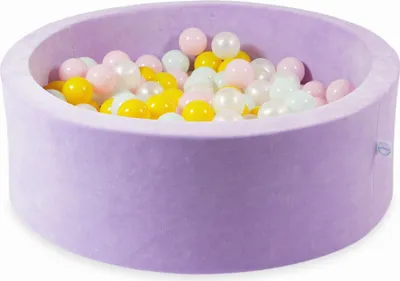 Produktbild von Trockenpool 90x30 Velvet Soft Purple mit 200 Bällen: Perlmutt, Hellrosa, Gelb, Hellmint