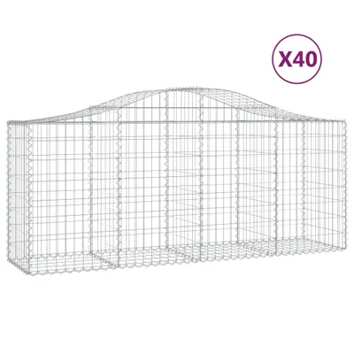 Produktbild von Gabionen mit Hochbogen 40 Stk. 200x50x80/100cm Verzinktes Eisen