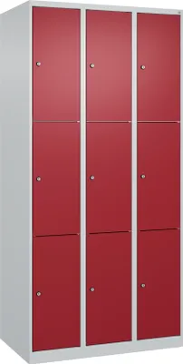 Produktbild von CP Schließfachschrank Classic Plus lichtgrau, rubinrot 080000-303 S10001, 9 Schließfächer 90,0 x 50,0 x 185,0 cm