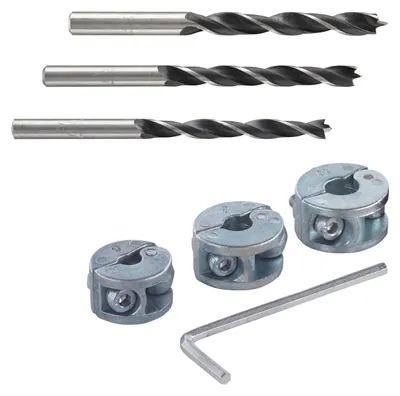 Produktbild von wolfcraft Tiefenstopps und Holzbohrer Set (6/8/10 mm)