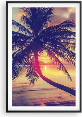Produktbild von Gerahmtes Poster - Schwarzer Rahmen - Meer Strand Palme - 61x91,5 cm - Wand Bild - Wanddeko - Wandbilder - Kunstposter - Wandposter - Bilderrahmen - Bilder - Kunstdruck - Wandbild - P2BPA61x91-3925