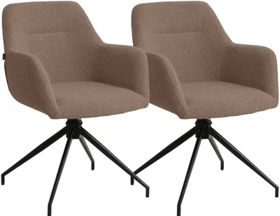 Immagine prodotto di Due sedie da pranzo Merlinda, color marrone, rivestite in tessuto effetto teddy
