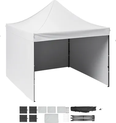 Produktbild von SucceBuy Pop-up-Überdachung, 10 x 10 Fuß tragbares Pavillonzelt mit Rolltasche, abnehmbaren Seitenwänden, UV-beständig und wasserdicht