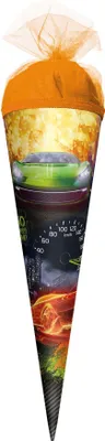 Produktbild von ROTH Geschenk-Schultüte klein No Limit Autorennen 50 cm rund Tüllverschluss Zuckertüte Schulanfang