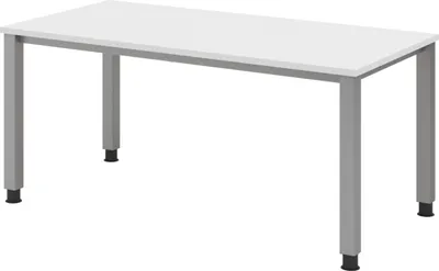 Produktbild von bümö Schreibtisch Serie-Q - Nachbildung: Weiß, Gestell: Silber, Größe:  160 x 80 cm