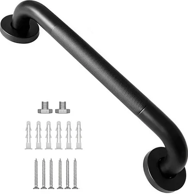 Produktbild von Badewanne Haltegriff, Dusche Sicherheit Griff aus Edelstahl, Rutschfest Handlauf, Haltegriffe für Senioren, Kinder, Schwarz - 30cm