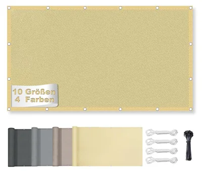 Immagine prodotto di Tenda da sole impermeabile, rettangolare, con protezione UV del 95%, dimensioni 3x6 metri, colore sabbia