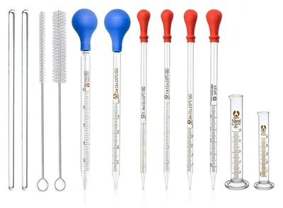 Obrázek produktu pro Sada skleněných pipet se stupnicí, kapací pipety pro laboratorní výzkum a lékařství