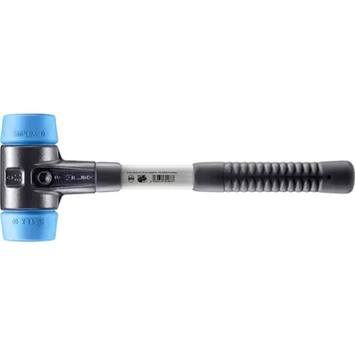 Produktbild von HALDER SIMPLEX Schonhammer Ø 60 mm TPE-soft blau mit verstärkem Tempergussgehäuse und Fiberglasstiel